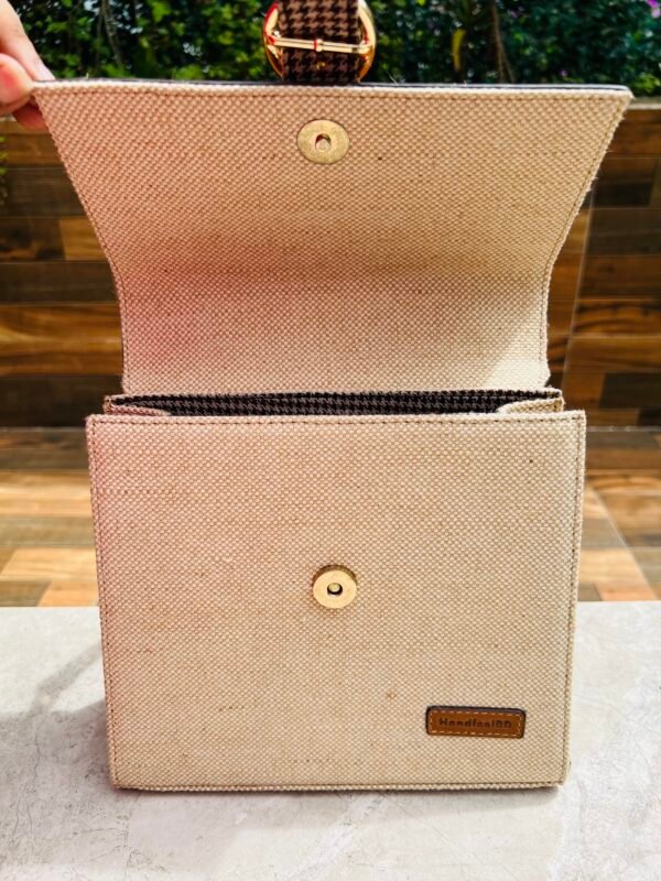 Floral Charm Crossbody Bag – Where Leather Meets Jute - Image 4