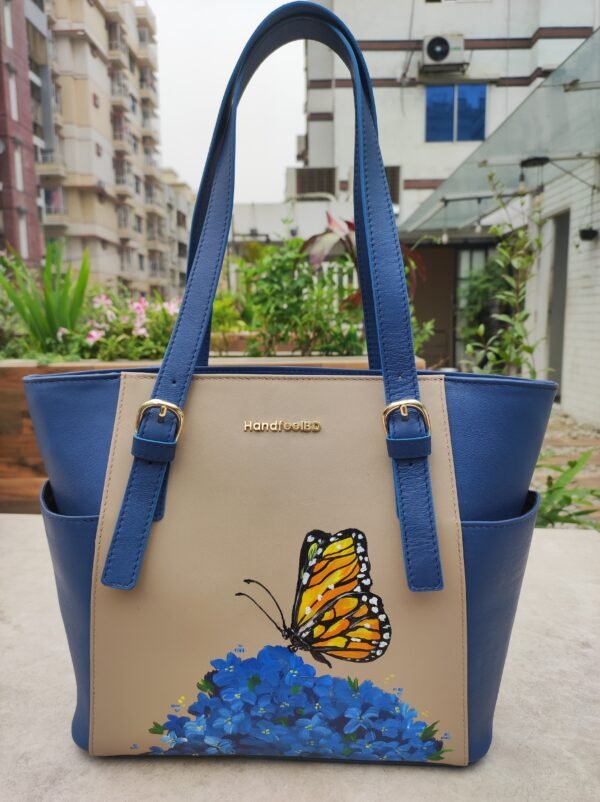 Butterfly Blossom Hand-Painted Leather Tote