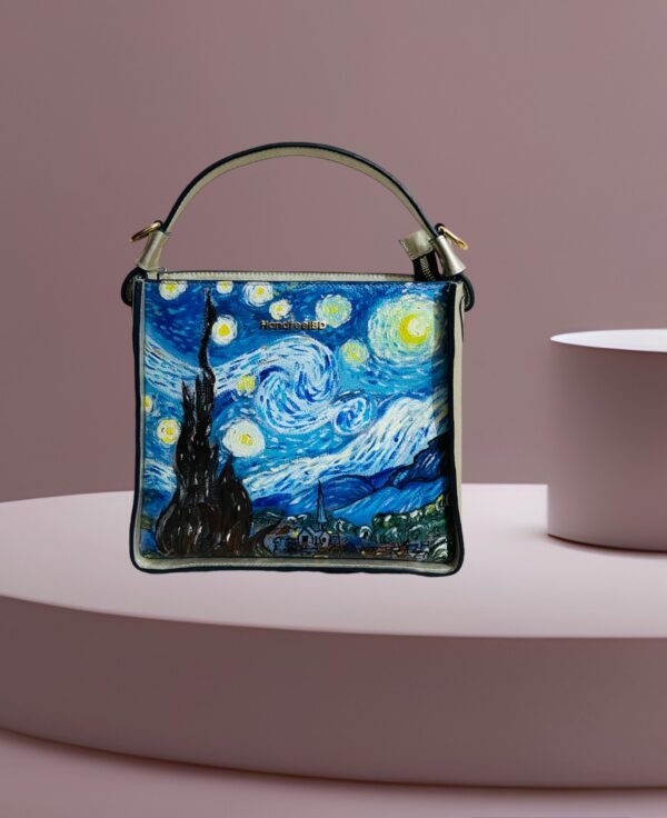 Starry Night Inspired Metallic Leather Shoulder Bag