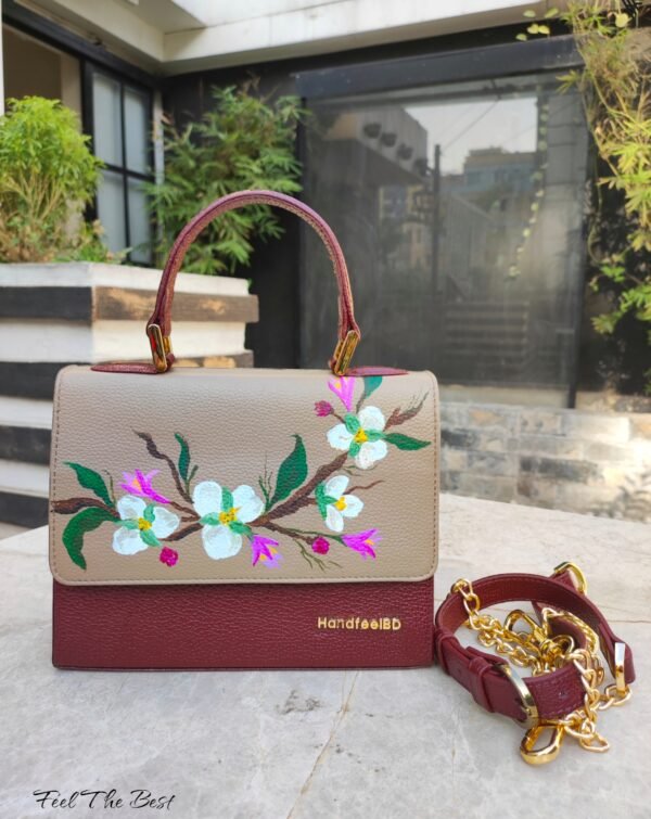 Exquisite Hand-Painted Leather Flower Bag – A Statement of Art & Elegance