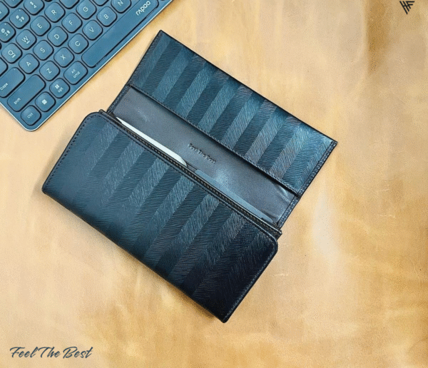 Genuine Leather Long Wallet – Elegant, Textured & Versatile - Image 4