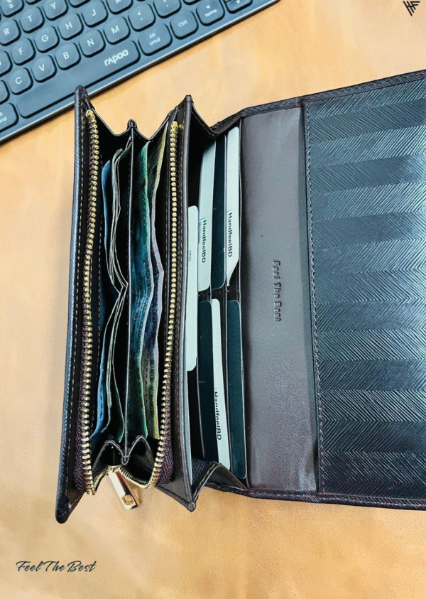 Genuine Leather Long Wallet – Elegant, Textured & Versatile - Image 6
